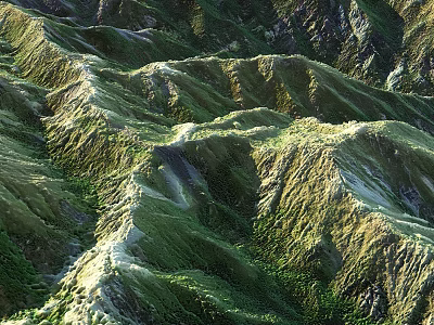 Stunning Garden Landscape With Undulating Green Terrain And Lush Vegetation 3d model