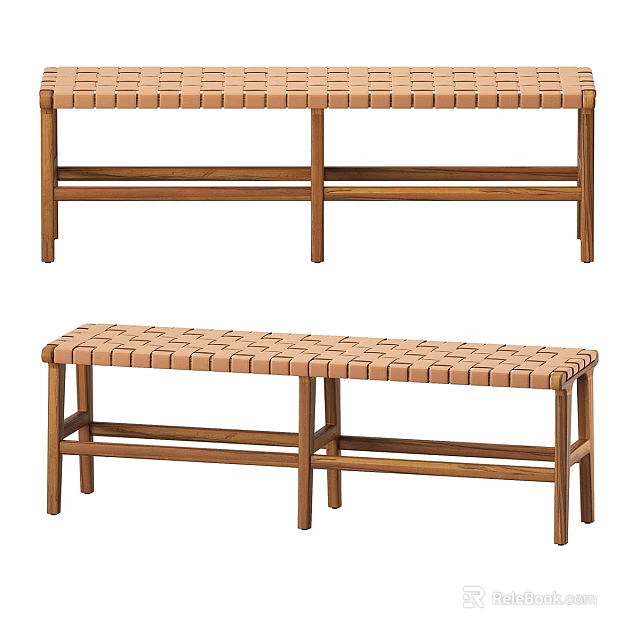 Wooden Bench With Slatted Seat And Sturdy Wooden Legs For Indoor Outdoor Use 3d model 