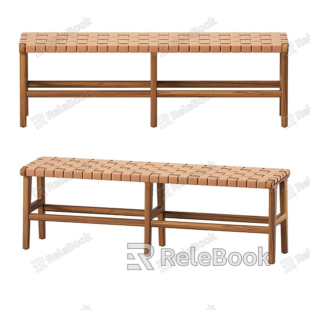 Nordic Simple Double Stool Outdoor Stool Rattan Stool Casual Stool Double Stool Wooden Stool model