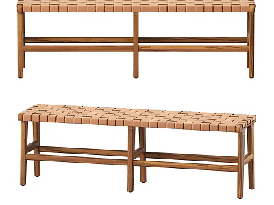 Wooden Bench With Slatted Seat And Sturdy Wooden Legs For Indoor Outdoor Use 3d model