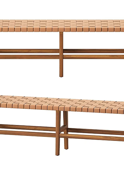 Wooden Bench With Slatted Seat And Sturdy Wooden Legs For Indoor Outdoor Use 3d model