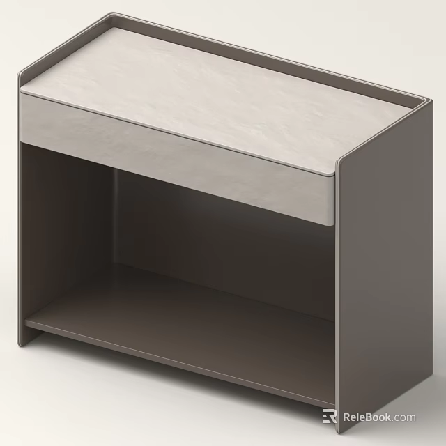 Modern Gray Nightstand With Drawer And Open Lower Shelf Design 3d model