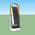 Two Modern Vertical Household Appliances With Orange Handles And Black White Design