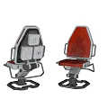 Modern Single Chair Design With Red Seat And Gray Backrest Metal Frame
