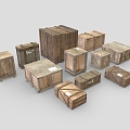 Wooden box express packing box carton wooden box 3d model