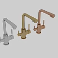 Modern Stainless Steel Kitchen Faucet With Dual Handles And High Arc Spout
