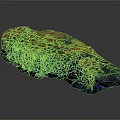 Detailed 3D Garden Landscape Model Featuring Cliffs Vegetated Terrain And Water Areas