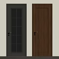Two Home Interior Doors With Glass Panel Patterns And Wooden Texture Design 3d model