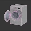 White Modern Front Load Washing Machine With Open Door And Clear Drum 3d model