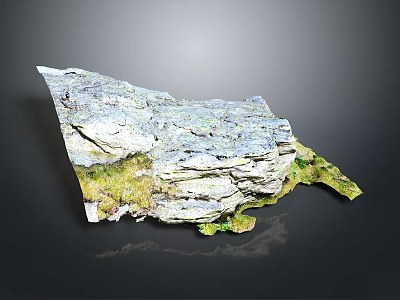 Natural Stone Slab With Surface Texture And Moss For Decorative Design Projects 3d model
