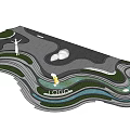 Garden Landscape Design With Undulating Terrain Winding Paths And Greenery Areas