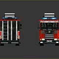Red Fire Truck Building Block Models With White Ladders Black Wheels And Blue Lights