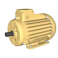 Yellow Industrial Electric Motor with Sturdy Housing Fan Cover and Rotating Shaft