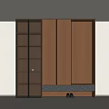 Modern Entryway Cabinet With Side Cabinet Glass Doors Light Brown Panels And Stone Base