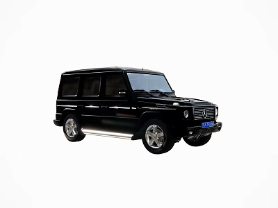 Black SUV with Square Body Design Large Wheels and Front Grille 3d model