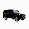 Black SUV with Square Body Design Large Wheels and Front Grille