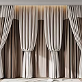 Elegant Beige And Brown Pleated Curtains For Living Room Interior Decor With Soft Fabric