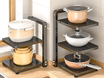 Modern Bathroom Cabinet Rack With 3 Tier Metal Shelves For Toiletries Storage 3d model