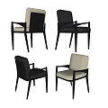 Modern Single Chair With Dark Frame Armrests And Different Fabric Colors Shown In Multiple Angles