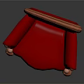 Elegant Classic Red Armchair with Wooden Frame and Ornate Carved Details