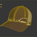 Stylish Brown Trucker Hat With Mesh Back Panel On Dark Background 3d model