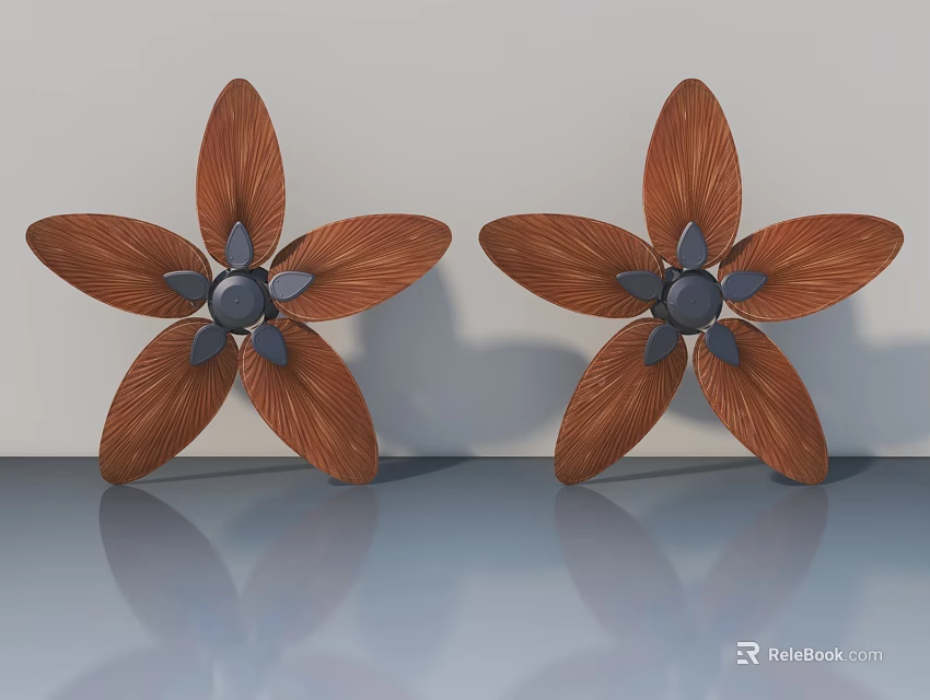 Stylish Hinged Door Design With Starfish Shaped Brown Panels And Blue Center Accents 3d model 