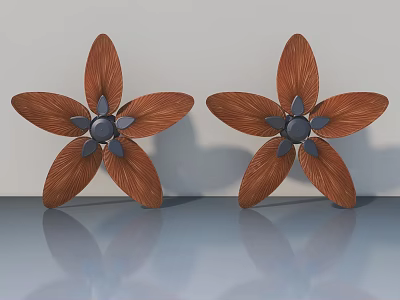 Stylish Hinged Door Design With Starfish Shaped Brown Panels And Blue Center Accents 3d model