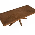 Rustic Oak Dining Table With X Shaped Base And Rectangular Wooden Top