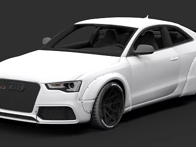 White Audi Two Door Coupe Sporty Design With Black Wheels And Grille 3d model