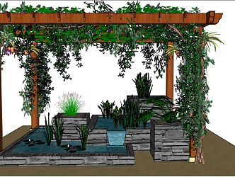 Modern grape trellis fake stone climbing vine grape trellis 3d model