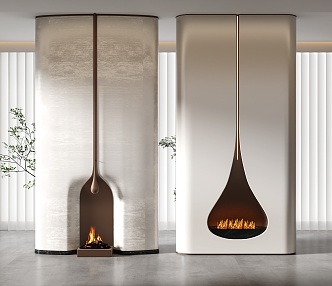 Modern fireplace background wall 3d model