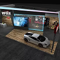 Modern Showroom With Digital Display Screens Advertisement Panels And White Furniture