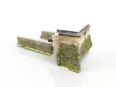 Ancient Architectural Structure With Stone Walls Moss Covered Surfaces And Traditional Roof Design 3d model