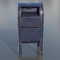 Public Facility Blue Metal Mailbox with Curved Top and Legs Design