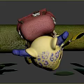 Cute Yellow Dragon With Blue Ears Spots Holding Colombian Flag On Green Log And Leaves