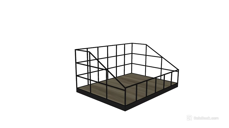 Wall Cabinets With Open Design Metal Frame And Wooden Base Modern Storage Solution 3d model 