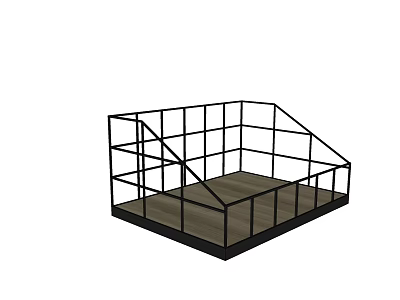 Wall Cabinets With Open Design Metal Frame And Wooden Base Modern Storage Solution 3d model