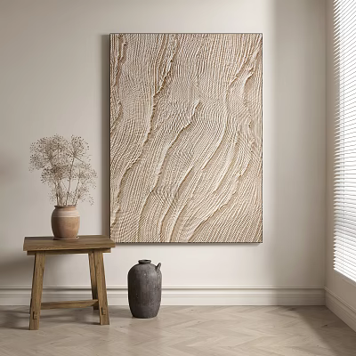Textured Abstract Painting In Minimalist Interior Decor 3d model