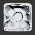 Square Shaped Hot Tub With Control Panel Jets And Dark Exterior Design 3d model