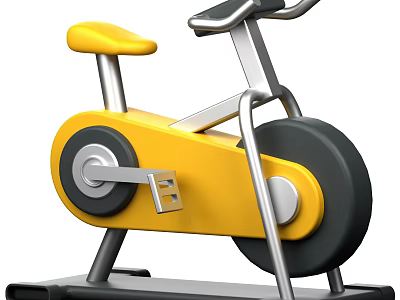 Sturdy Yellow Exercise Bike With Black Wheels Silver Frame And Comfortable Seat 3d model