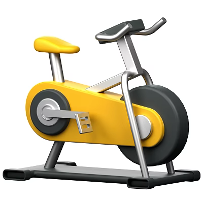 Sturdy Yellow Exercise Bike With Black Wheels Silver Frame And Comfortable Seat 3d model