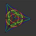 Colorful Geometric Sculpture With Metal Rods And Circular Rings Structure