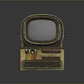 Vintage Computer With Rustic Design Old Monitor Keyboard And Control Buttons
