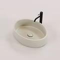 White Oval Washbasin with Black Faucet Sleek Modern Minimalist Bathroom Design