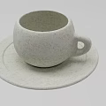 Minimalist White Ceramic Cup and Saucer with Textured Surface Design 3d model