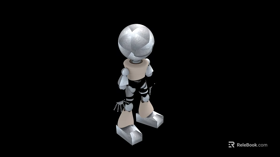 Silver Smart Robot With Spherical Head Mechanical Arms Robotic Legs 3d model