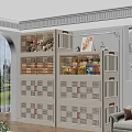 White Storage Cabinets With Glass Doors And Multiple Shelves For Home Interior