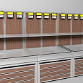 Wooden Display Shelves With Metal Frames Price Tags And Storage Drawers For Retail Store