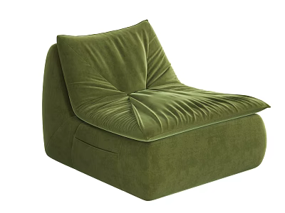 Green Velvet Lounge Chair With Curved Backrest And Comfortable Seating Design 3d model