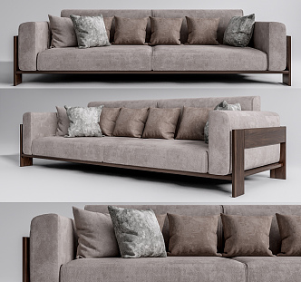 modern double sofa double fabric sofa 3d model